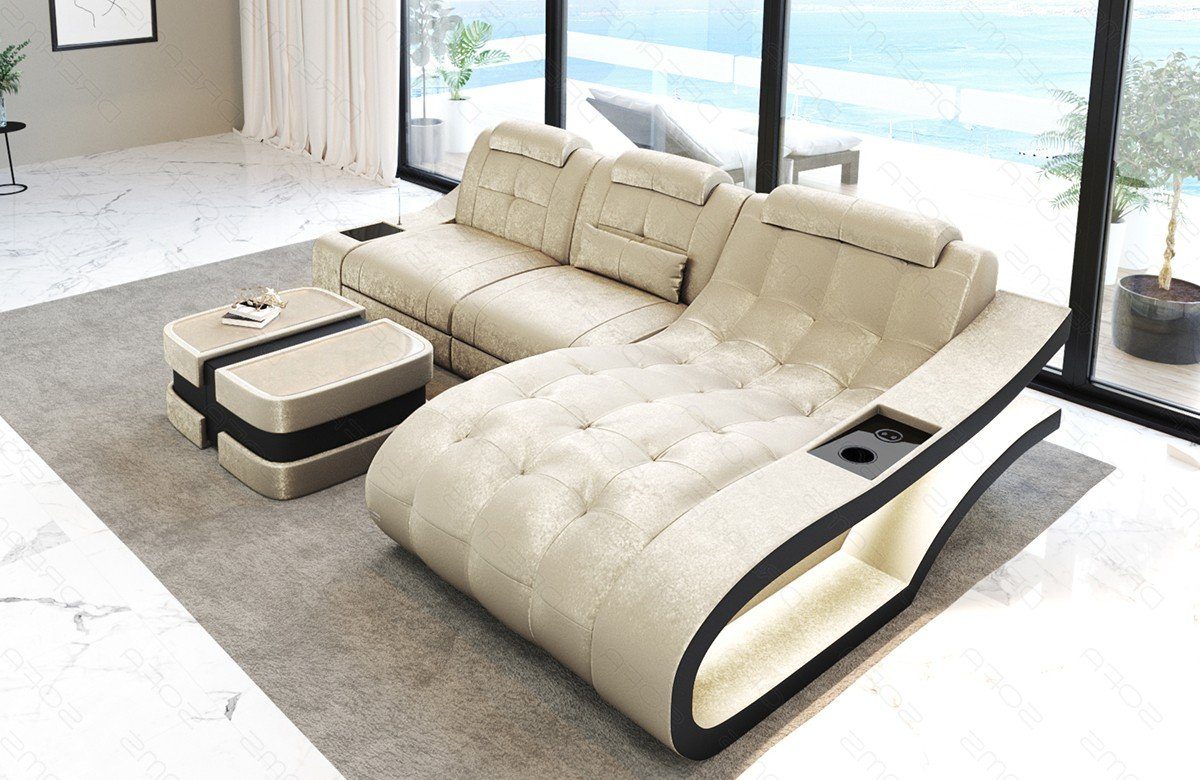 S Ecksofa Bettfunktion Form L Stoffsofa, wahlweise Couch Sofa Polster - Samt Elegante Stoff Dreams mit Sofa