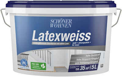 SCHÖNER WOHNEN-Kollektion Latexfarbe »Latexweiß«, 5 Liter, weiß, seidenglänzende Oberfläche mit edlem Look