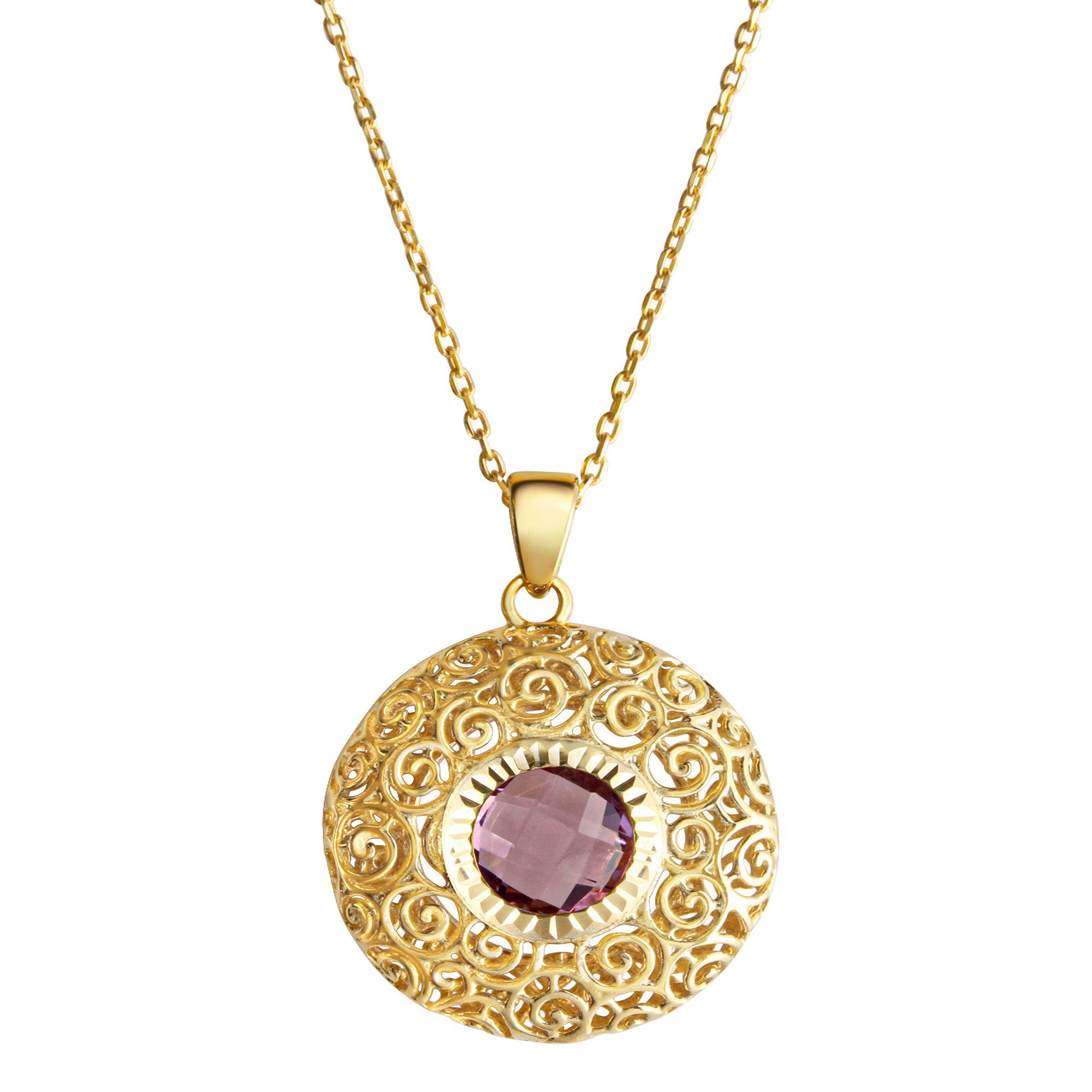 Fascination by Ellen K. Kette mit Anhänger Gold 333 mit echtem Amethyst 8mm
