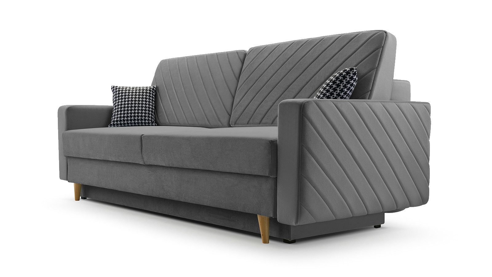 MOEBLO Schlafsofa CALIFORNIA, Sofa aus Samtstoff Couch für Wohnzimmer Sofagarnitur Polstersofa Wohnlandschaft Velours 230x96x97cm, mit Bettkasten und Schlaffunktion