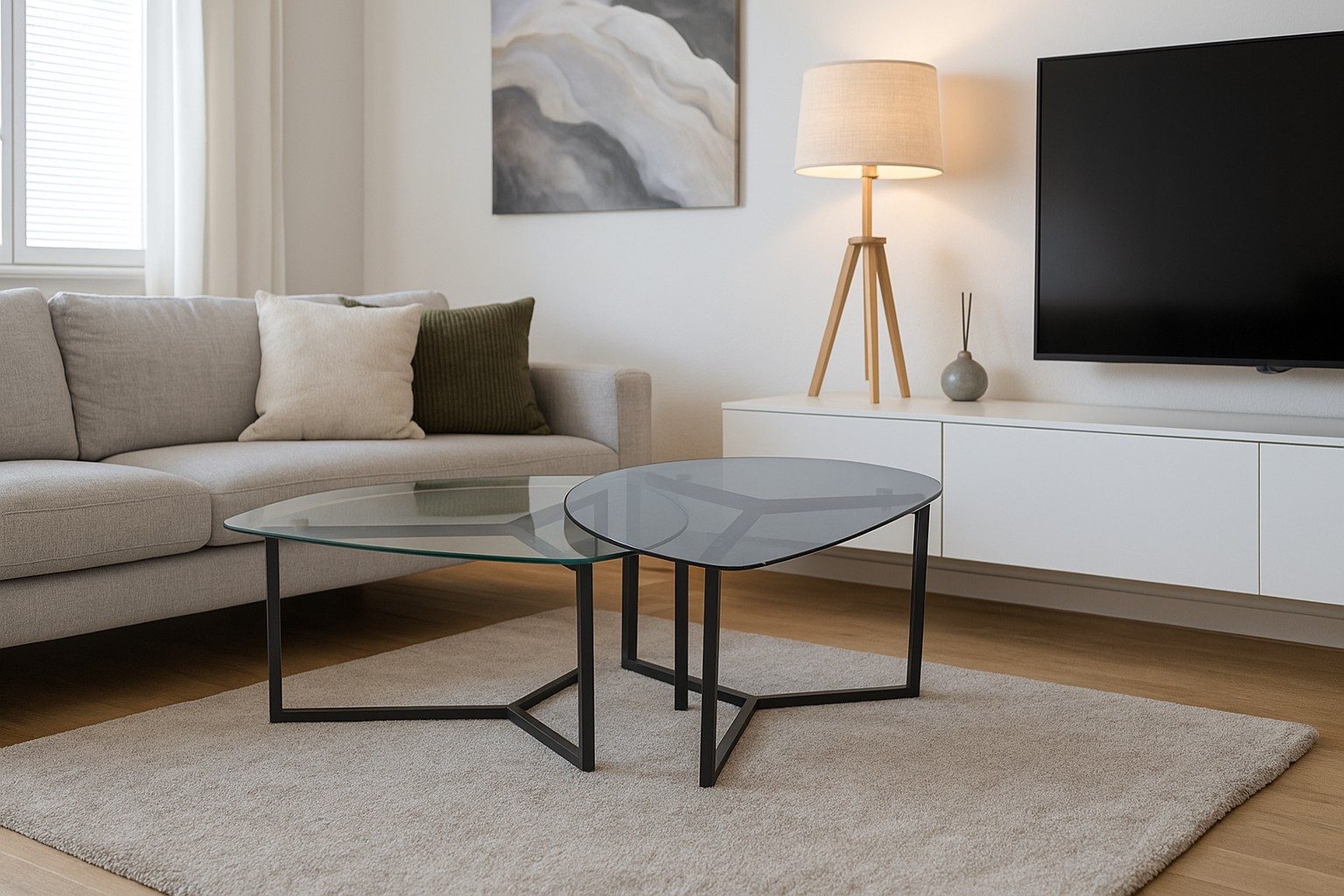 moebel-direkt-online Couchtisch 2teiliges Couchtisch-Set mit einer Höhe von 40 cm und 36 cm (2teiliges Tischset, 2teiliges Tischset), Sicherheitsglasplatten