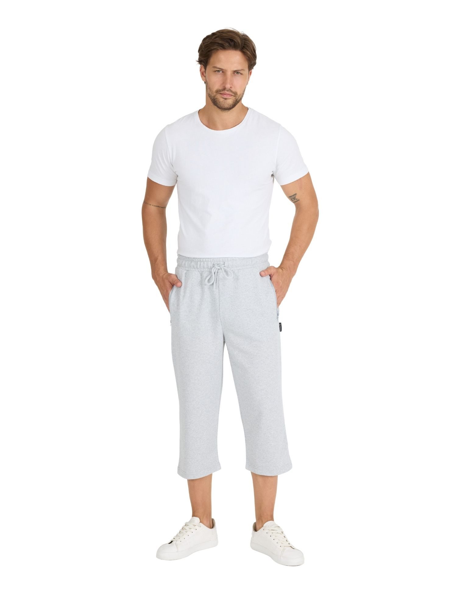 COMEOR 3/4-Sweathose Herren Bermuda Capri Shorts 3/4 Sommerhosen mit Reißverschluss Mit Reißverschlusstaschen