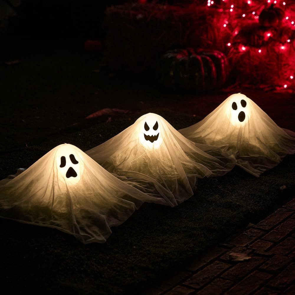 JOYIN Hängedekoration JOYIN 3 Stück Geist Gartenstecker 38 cm Halloween Deko Rasen