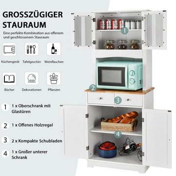 COSTWAY Küchenbuffet mit Arbeitsplatte, 2 Schubladen, weiß, 68x40x170cm
