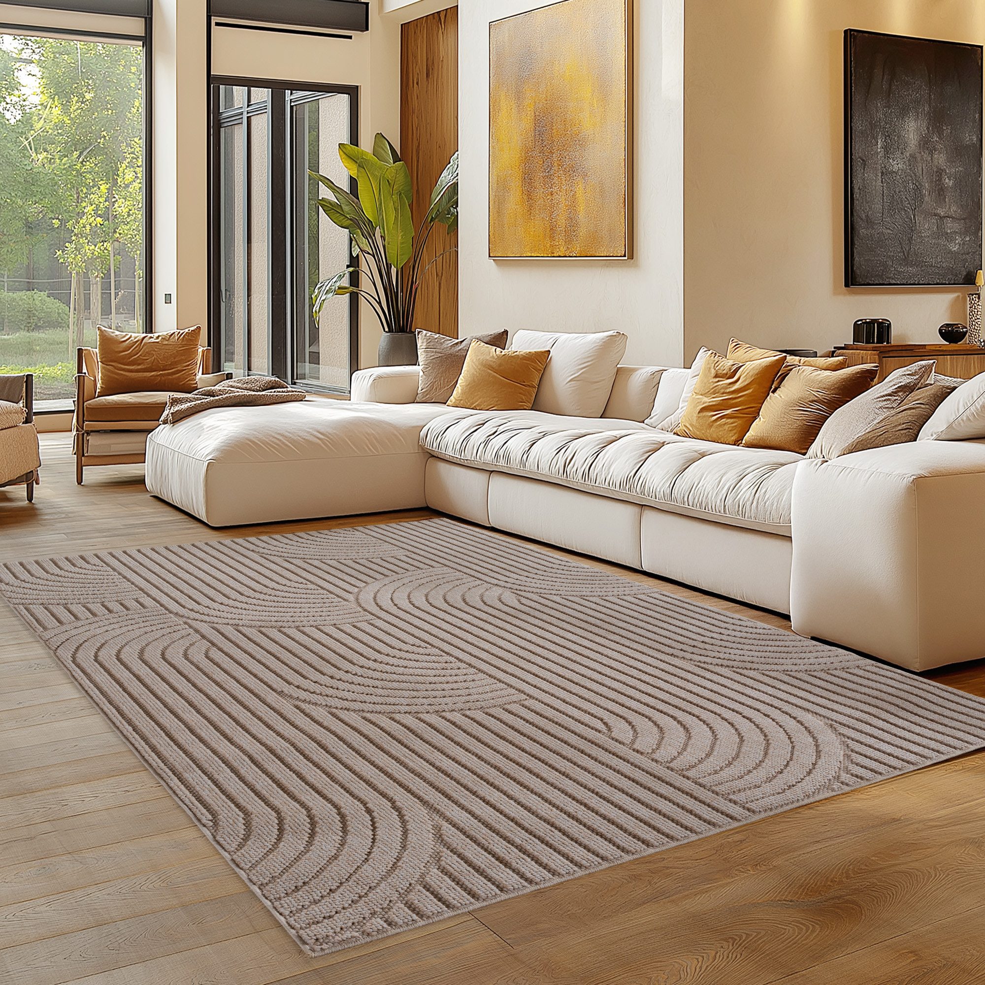 Carpettex Designteppich Einfarbig Boucle Loop, Rechteckig, Höhe: 7 mm, Teppich Wohnzimmer, Schlafzimmer, Gästezimmer