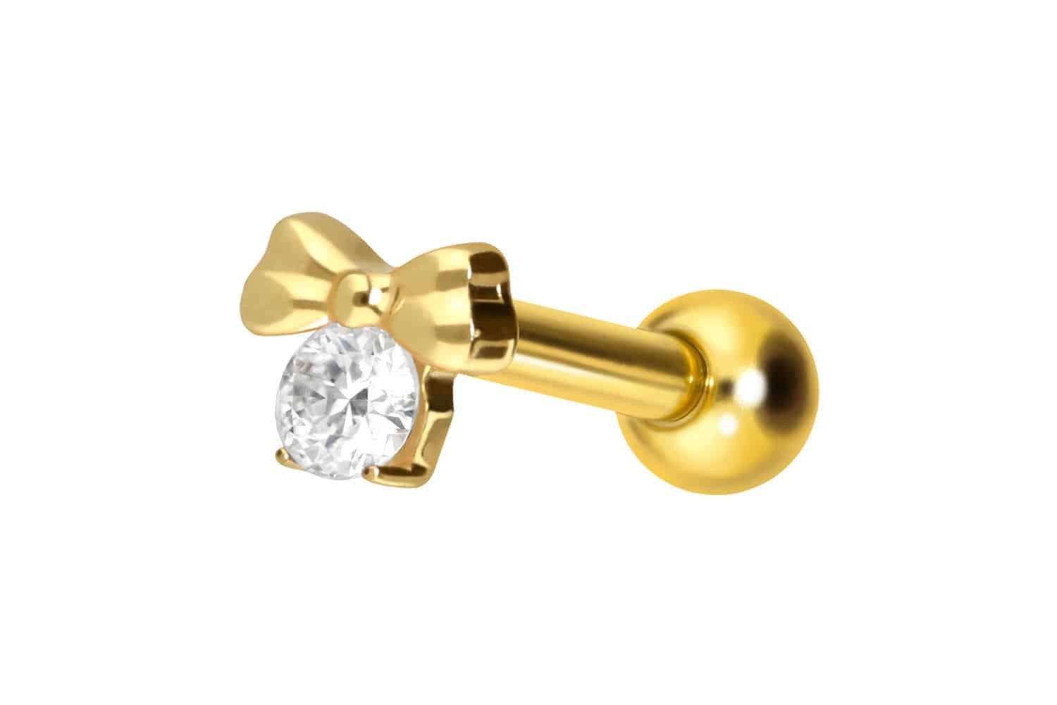 Piercing-Set Titan Ohrpiercing mit Innengewinde SCHLEIFE + KRISTALL