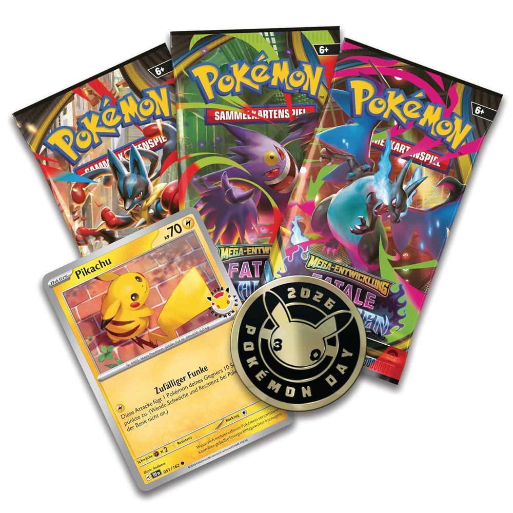 POKÉMON Sammelkarte Pokemon Day 2026 Kollektion Pokemon 3 Booster-Packs deutsch