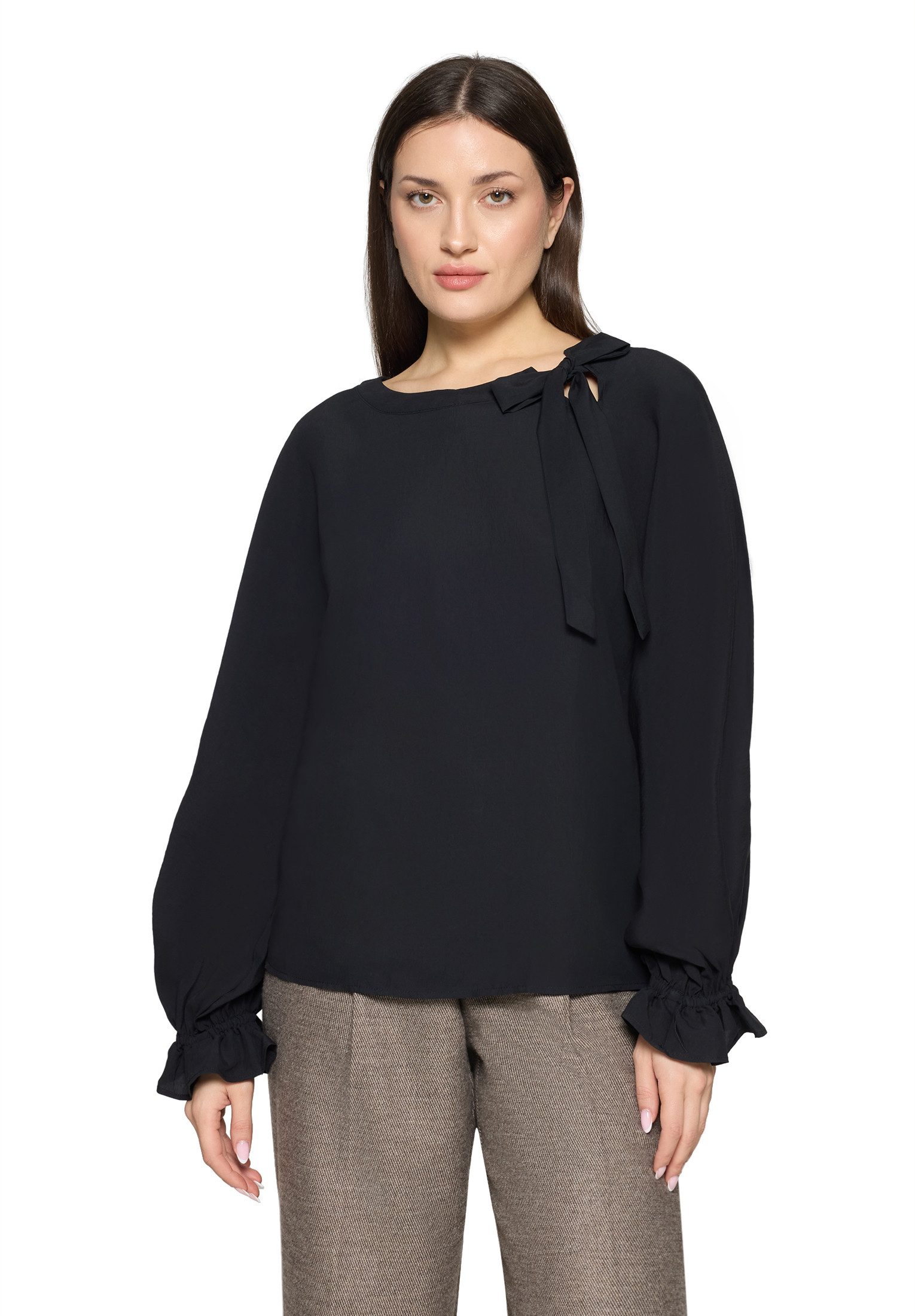 Cartoon Schlupfbluse Damen mit Schleifenknoten günstig online kaufen