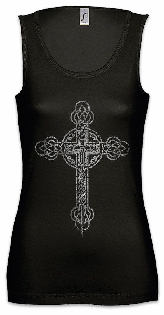 Tanktop Christian Cross III Ärmelloses Damen T-Shirt Celtic Kelten Keltenkreuz