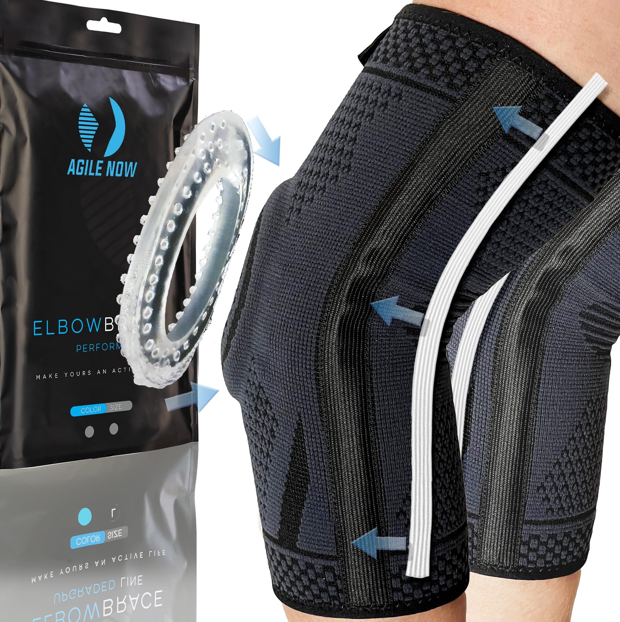 AGILE NOW Ellenbogenbandage (Paar), Performance Up, Stabilisiert & Entlastet, Für Tennisarm (Ideal für Fitness, Tennis, Golf, Ellenbogen Bandage Tennisarm, Golferarm), Weiches, atmungsaktives Material