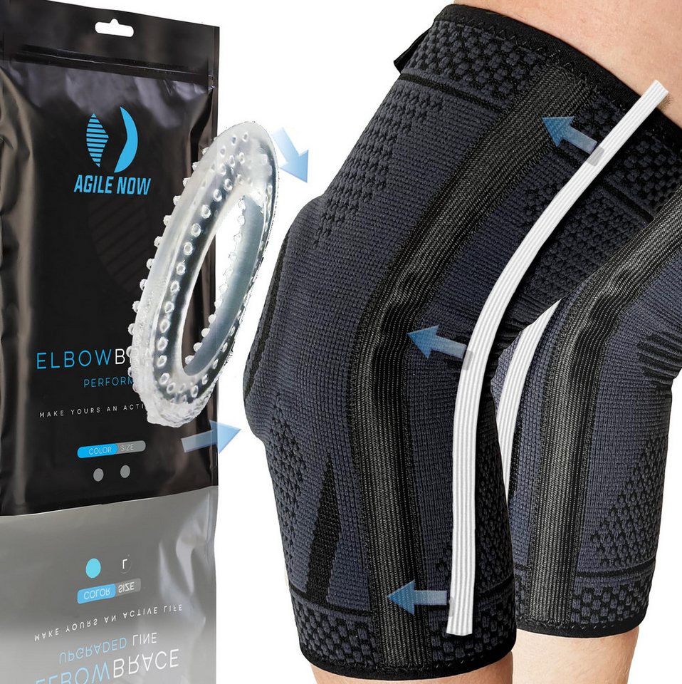 AGILE NOW Ellenbogenbandage (Paar), Performance Up, Stabilisiert & Entlastet, Für Tennisarm (Ideal für Fitness, Tennis, Golf, Ellenbogen Bandage Tennisarm, Golferarm), Weiches, atmungsaktives Material
