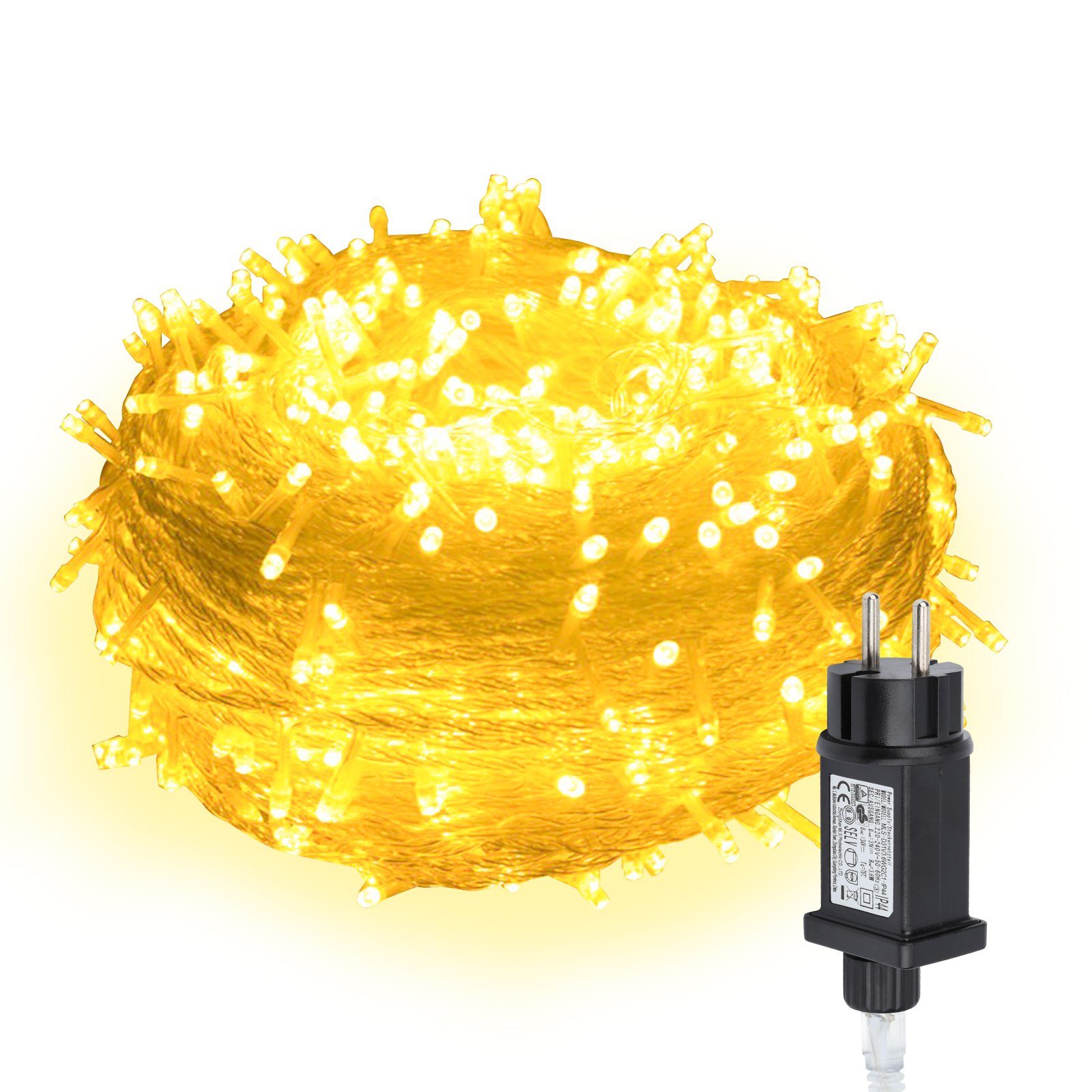 Lospitch LED-Lichterkette 20m 200 LED Lichterkette Weihnachten Beleuchtung Deko Außen Innen IP44, Wasserdicht