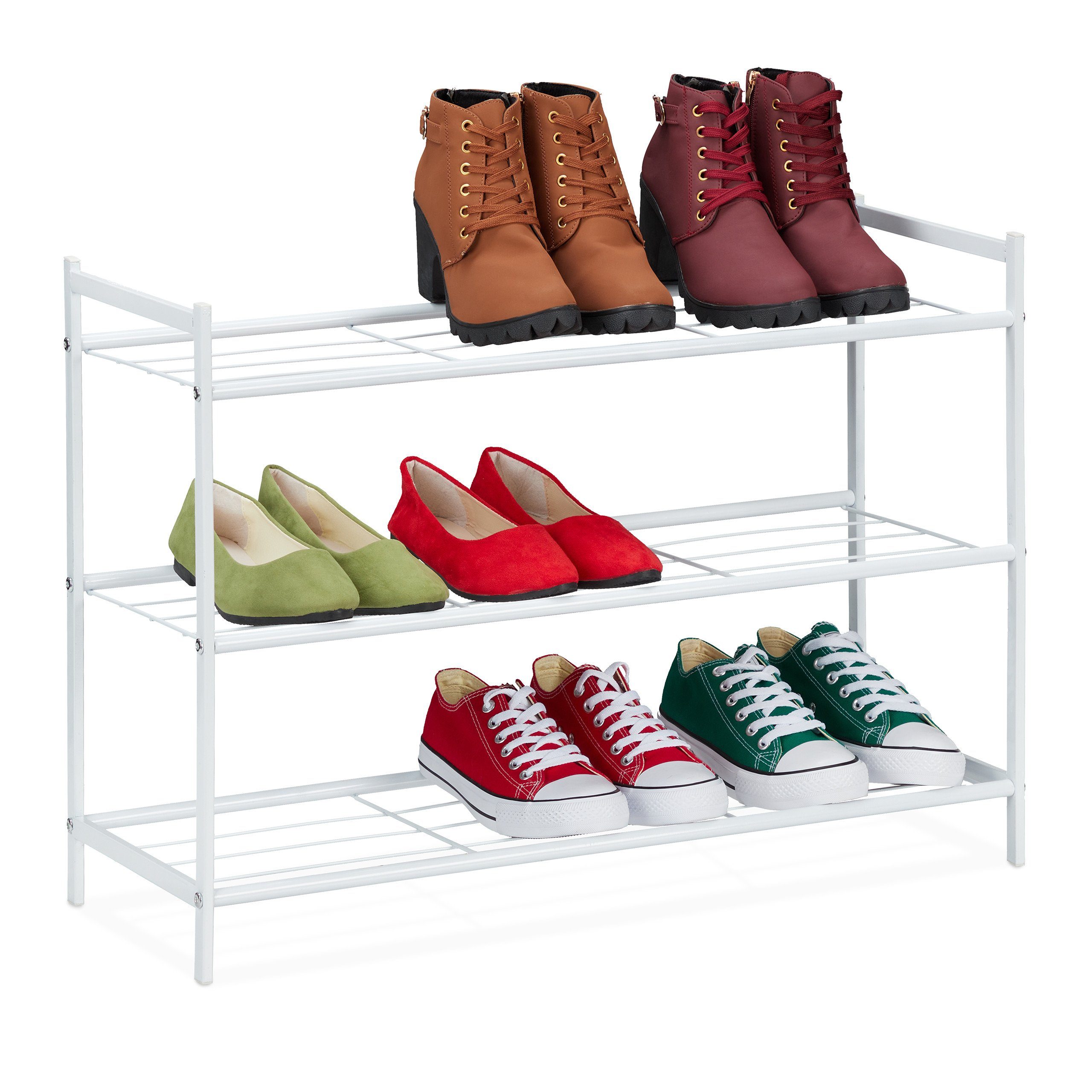 relaxdays Schuhregal Metall Schuhregal mit 3 günstig online kaufen