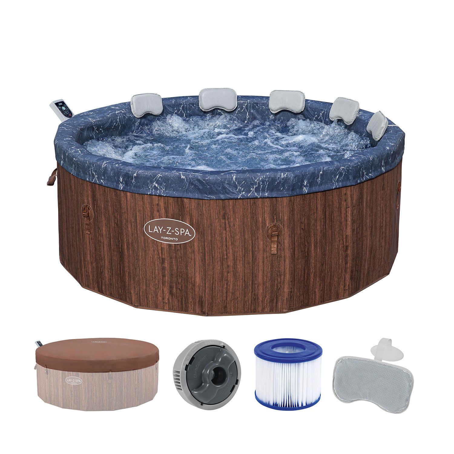 Bestway Whirlpool LAY-Z-SPA® Toronto AirJet™, (Set, 1-tlg., Inkl. App-Steuerung, für max. 7 Personen), Ø 190 x 70 cm
