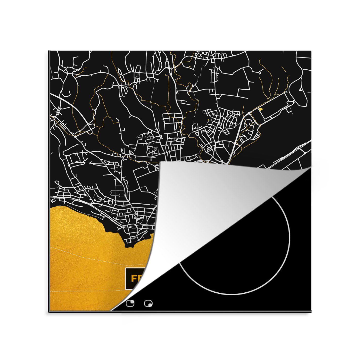 MuchoWow Herdblende-/Abdeckplatte Gold - Deutschland - küche - 78x78 (1 Karte cm, Stadtplan Ceranfeldabdeckung, tlg), Vinyl, für - Friedrichshafen, Arbeitsplatte