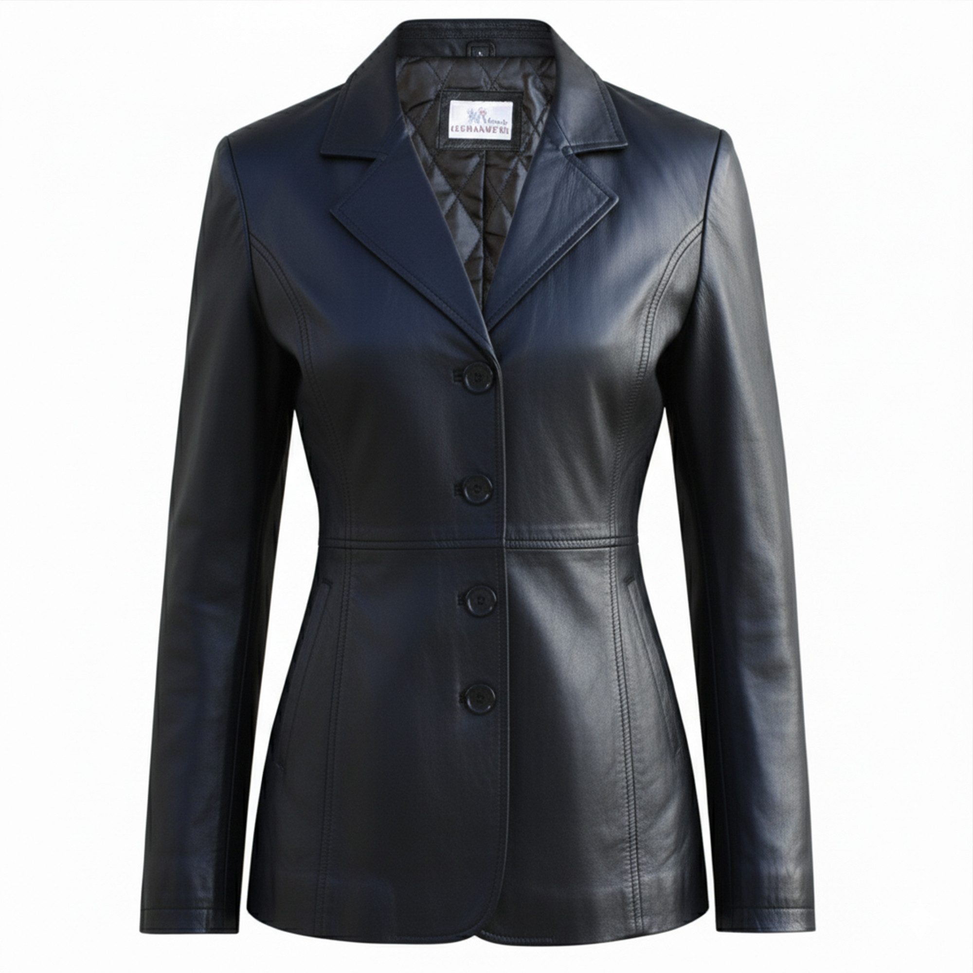 German Wear Ledermantel Trend 424C Schwarz Damen Ledermantel Jacke aus Lamm Nappa Leder Schwarz