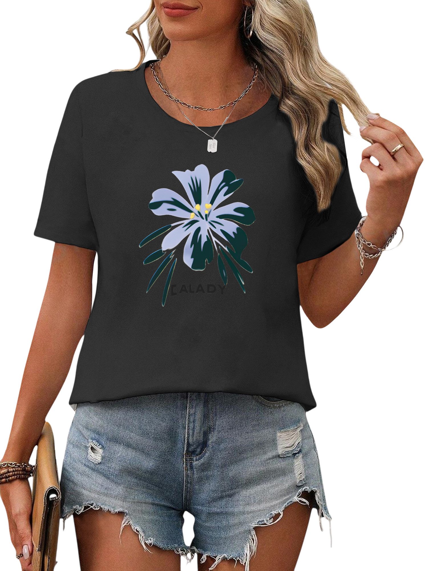 PYL Rundhalsshirt Damen Sommershirt Kurzarm mit günstig online kaufen