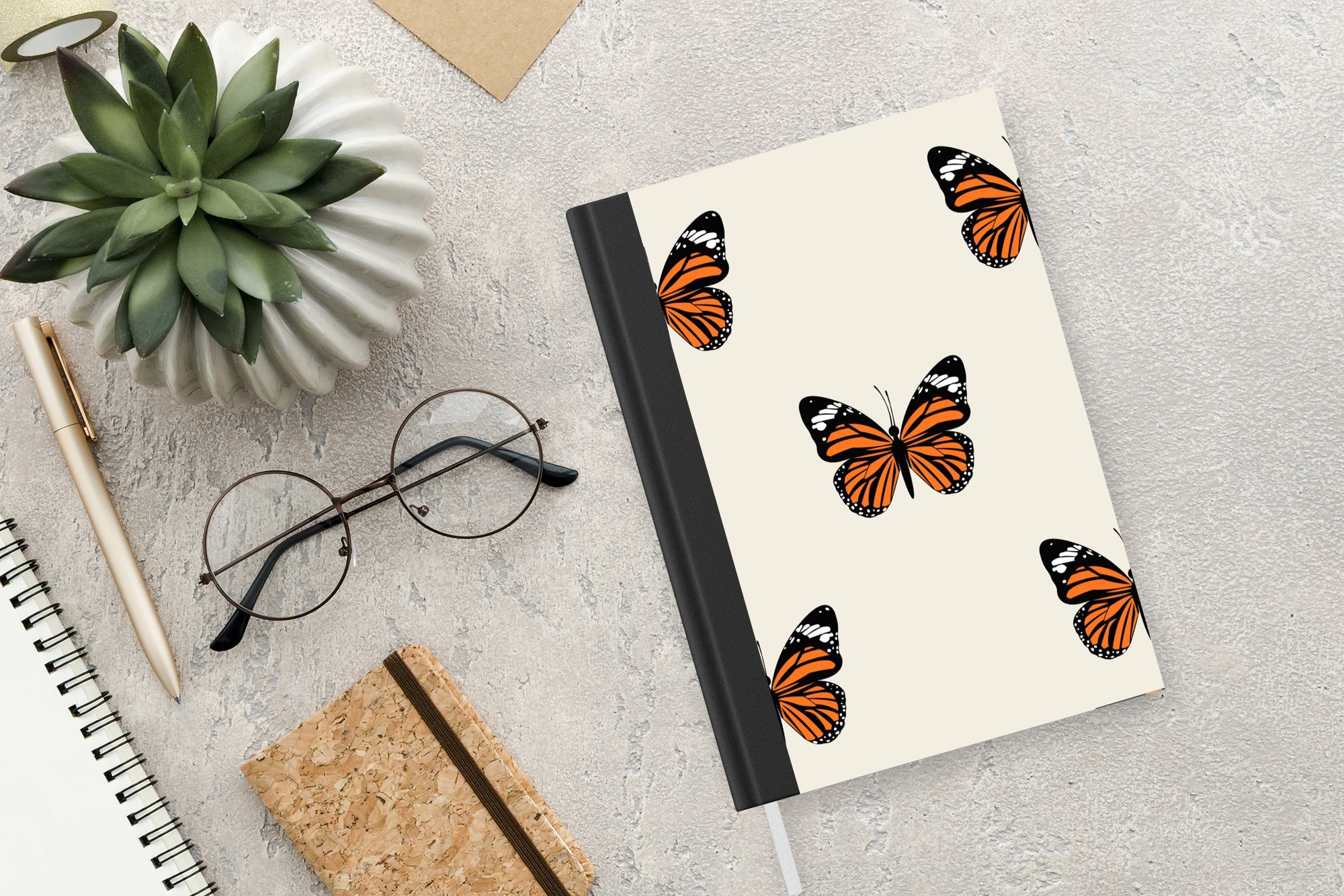 Merkzettel, MuchoWow Tagebuch, Haushaltsbuch Notizheft, A5, Schmetterling 98 Insekten Journal, Muster, - Seiten, Notizbuch -