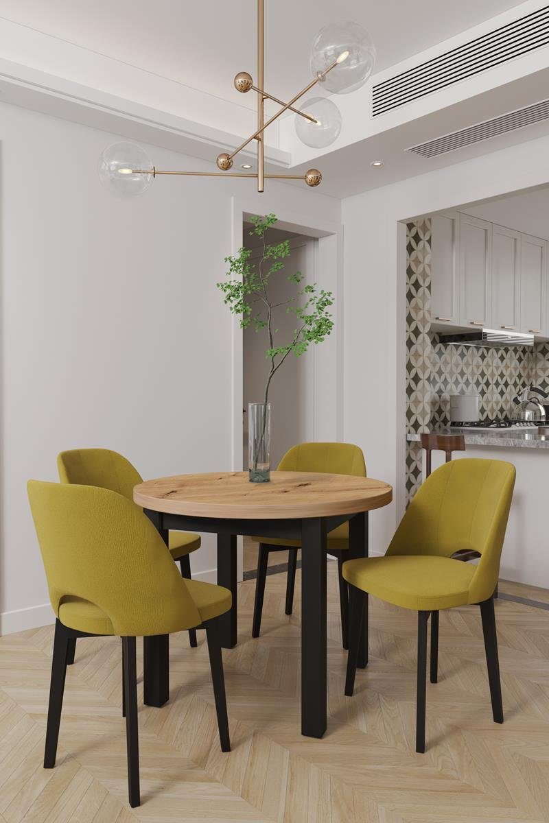 Beautysofa Esstisch Milten (runde Küchentisch im modernes Stil, 100 x 100 / 140 / 180 cm), große, solide Tisch mit lamienierte Tischplatte für Esszimmer