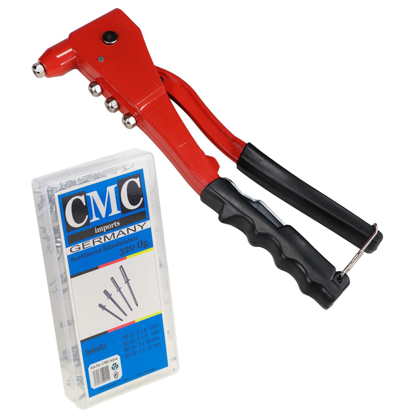 peveha24 Blindnietzange Blindnietzange Nietenzange mit 320 teiligem Blindnieten Popnieten