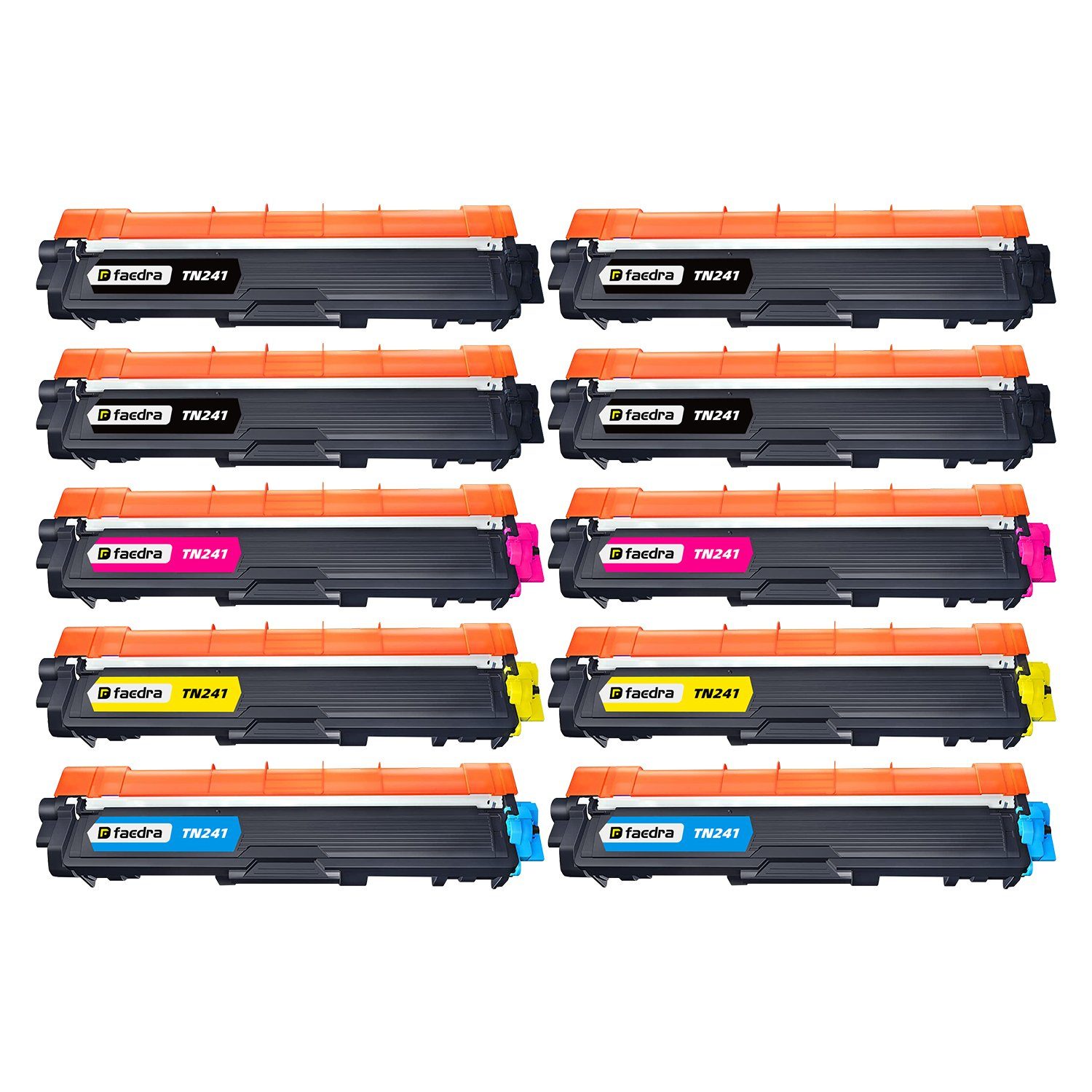 faedra Tonerkartusche Für Brother TN241 TN245 CMYK Toner Set MFC 9332CDW 9142CDN, 10er, (Packung, Druckleistung bis ca. 2500 Seiten), Brother DCP-9015CDW HL-3140CW 3150CDN MFC-9140CDN 9330CDW