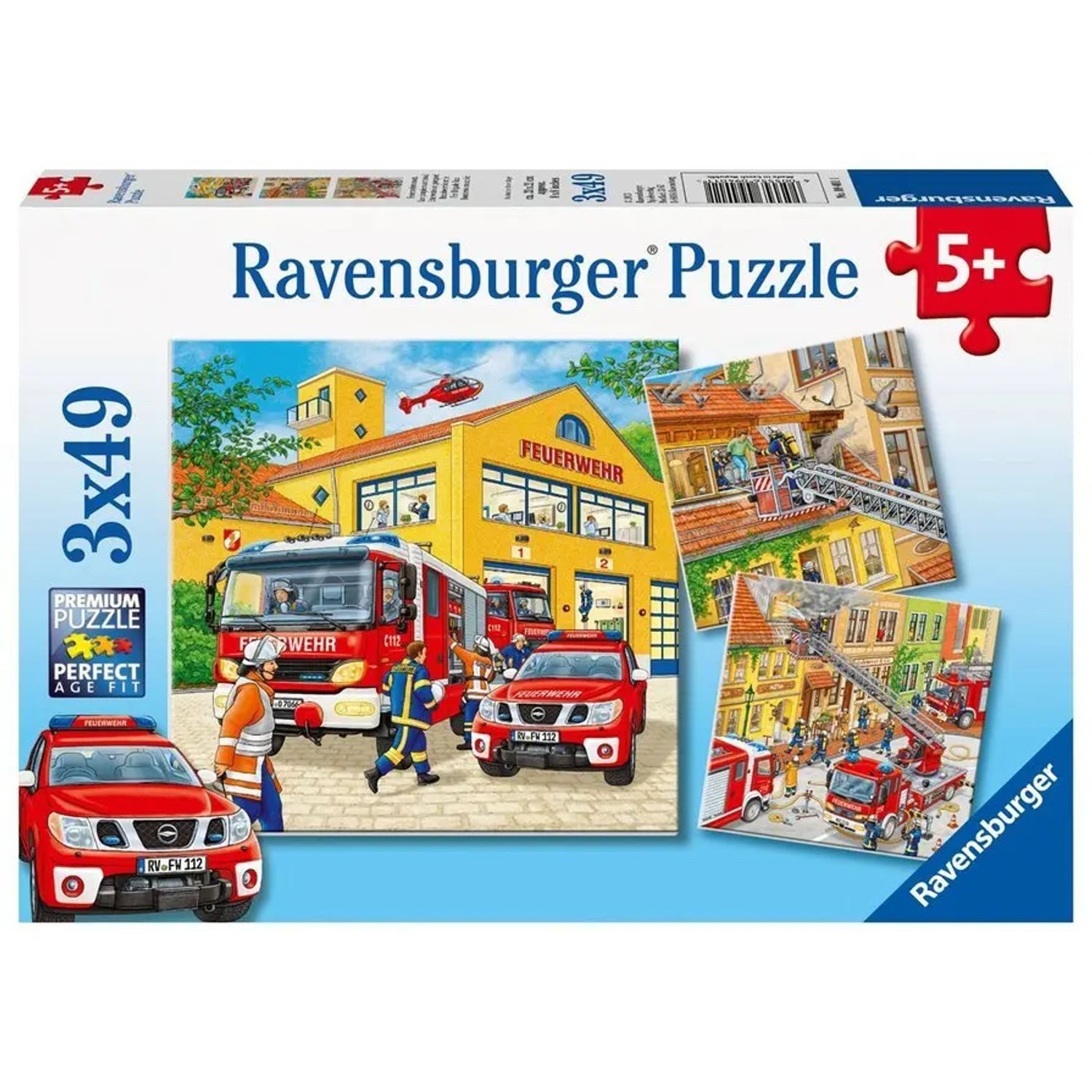 Ravensburger Puzzle Kinderpuzzle 3x49 Teile - Feuerwehreinsatz, 49 Puzzleteile
