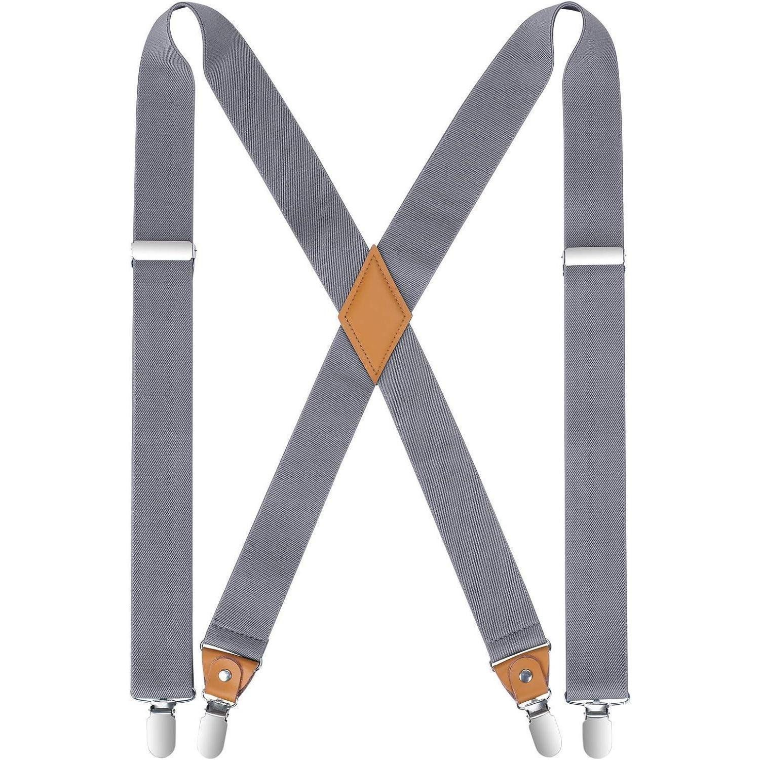 LuxusKollektion Hosenträger Hosenträger Herren Damen X Form 35mm 4 Metall Clips Grau