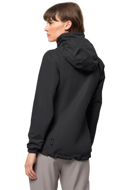 verstaubarer Kapuze Funktionsjacke JKT schwarz mit 2L W Wolfskin STORMY Jack POINT