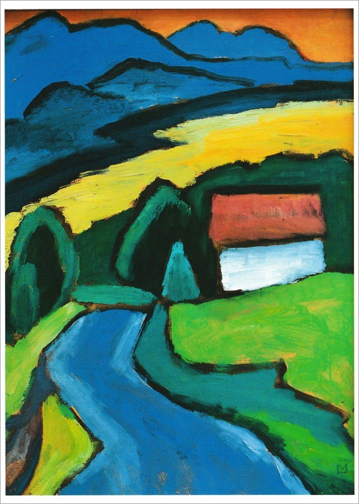 Postkarte Kunstkarte Gabriele Münter "See am Abend"