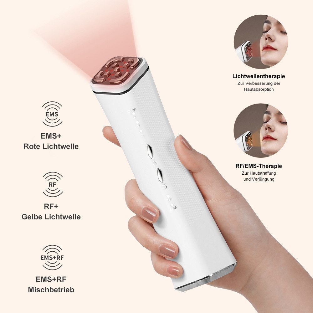 COOL-i ® Dermaroller RF & EMS Gesichtspflegegerät mit Lichtanwendung, Kabelloses Hautpflegetool für ergänzende Straffung & Regeneration