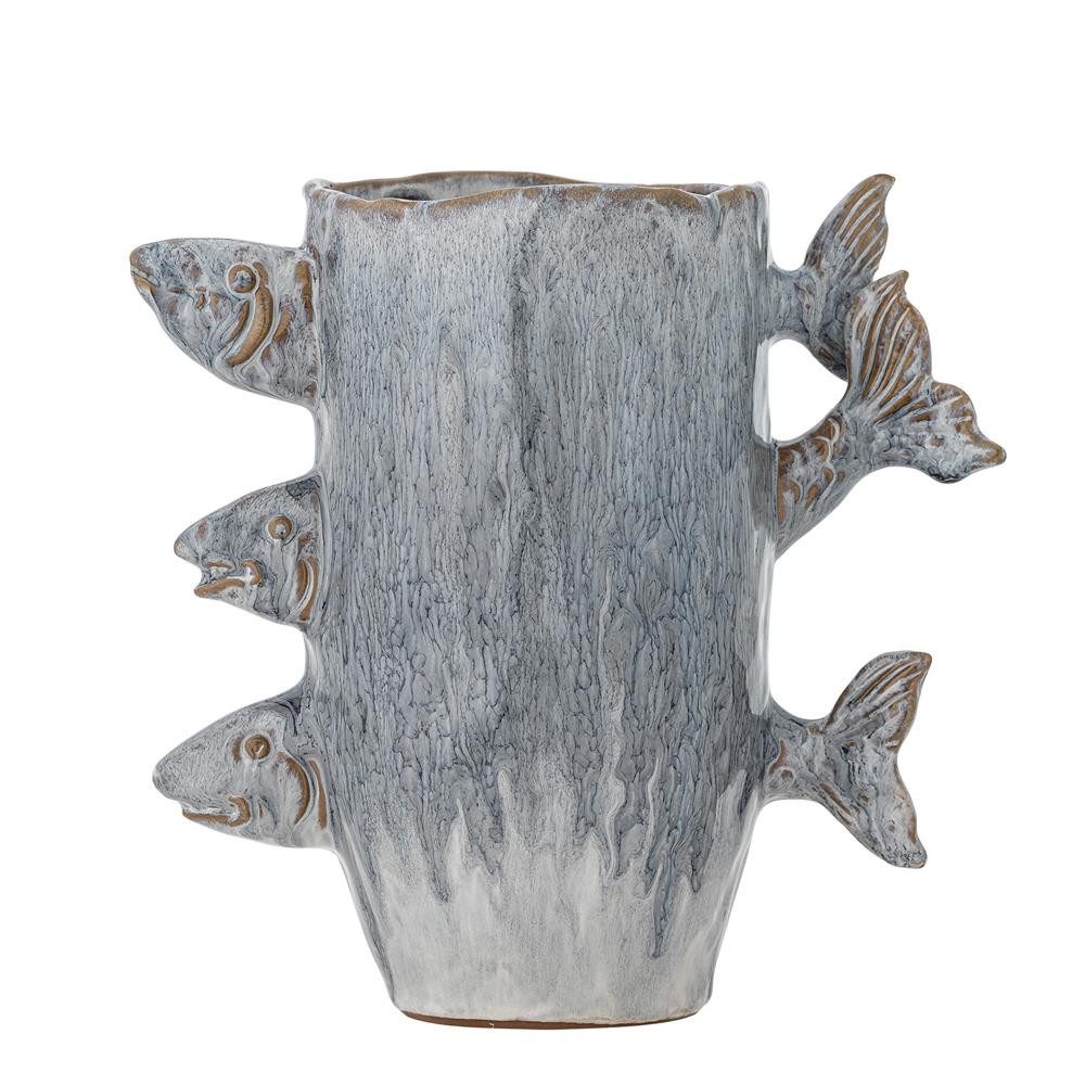 Bloomingville Dekovase Horus Vase, Bunt, Steingut, Blumenvase Keramikvase Tischvase Wohnaccessoire Motivvase Kunstobjekt