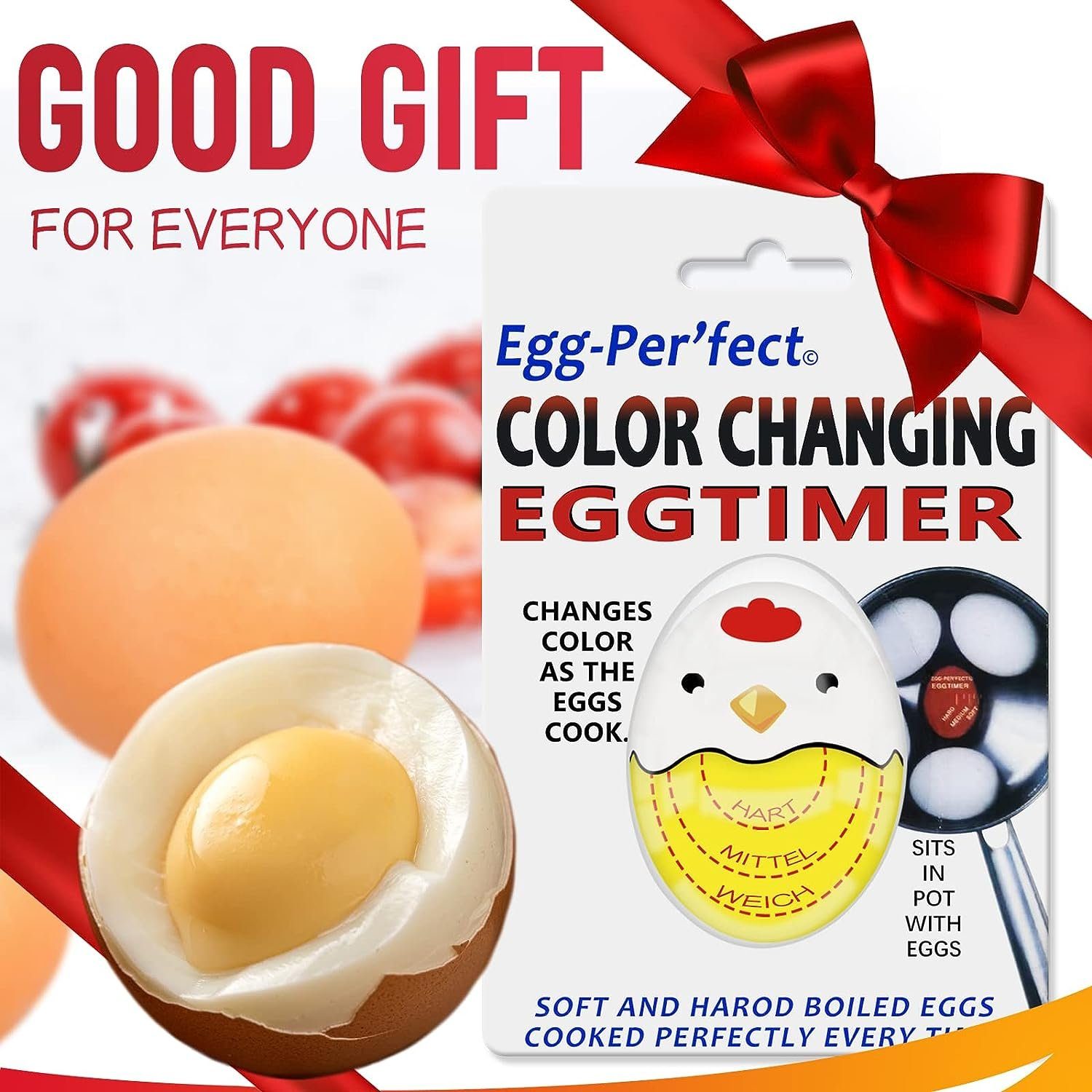 für Gelb Timer mit Eieruhr,Egg Anzeige Eierkocher,Timer gekochte hart/medium/weich,wiederverwendbar Farbwechsel, autolock lustiger Eier, Eieruhr