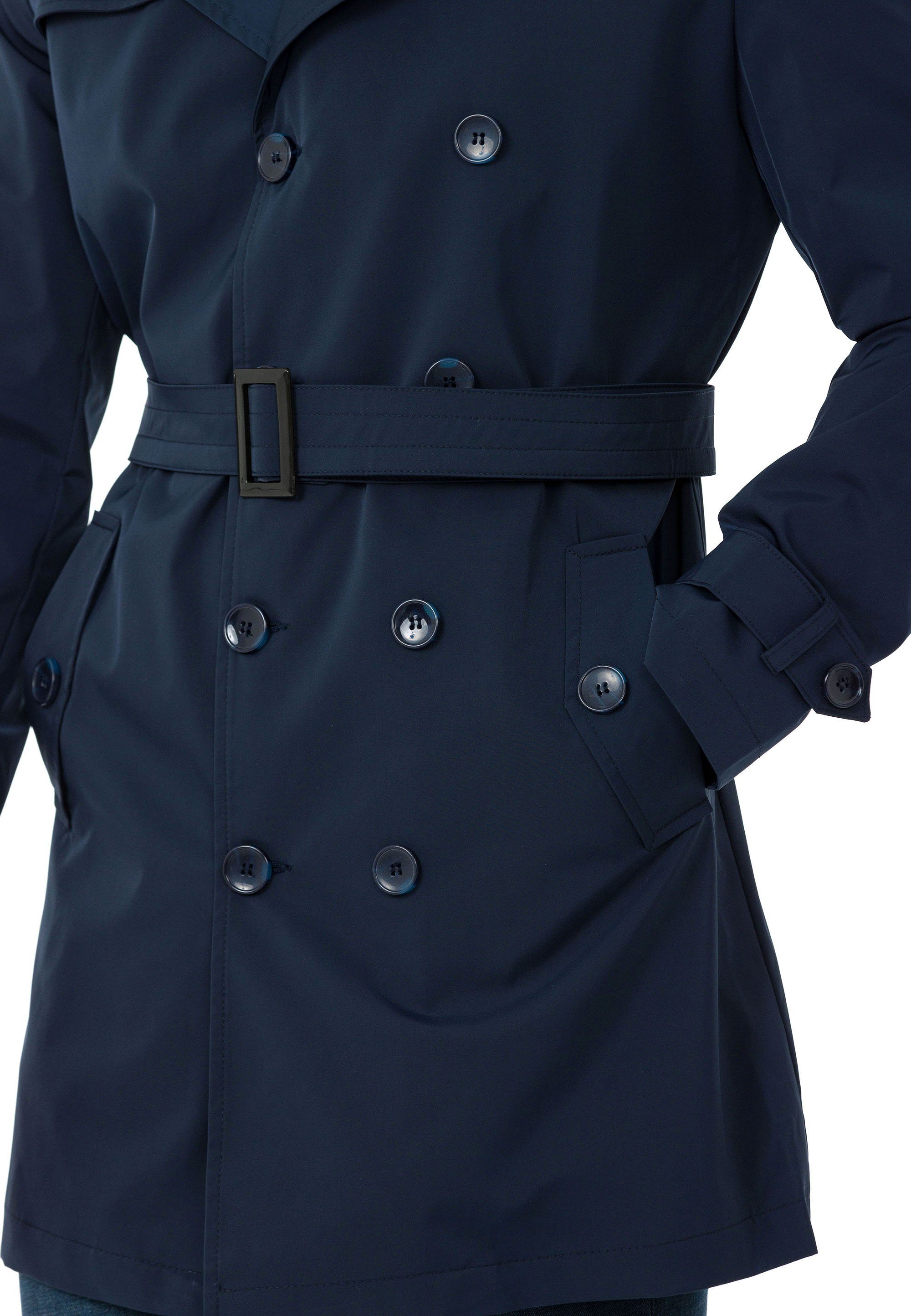 mit Blau Gürtelschnalle Navy Premium RedBridge Mantel Qualität Trenchcoat