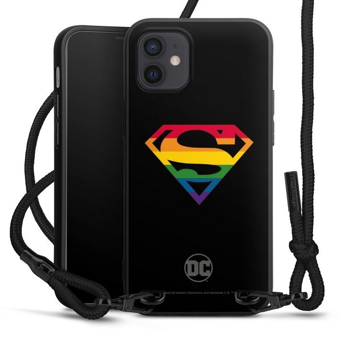 DeinDesign Handyhülle Superman Regenbogen Offizielles Lizenzprodukt Apple iPhone 12 mini Premium Handykette Hülle mit Band Cover mit Kette