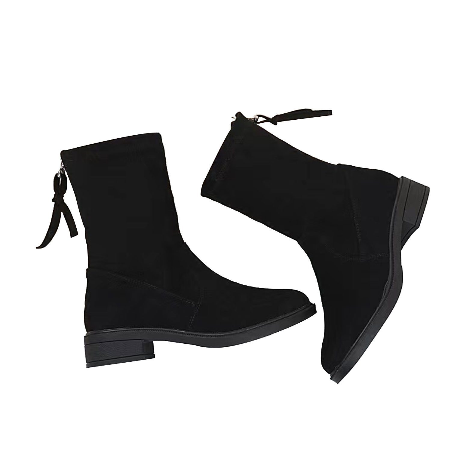 Daisred Damen Winterstiefel Fashion Boots Chelsea mit Reißverschluss Stiefel