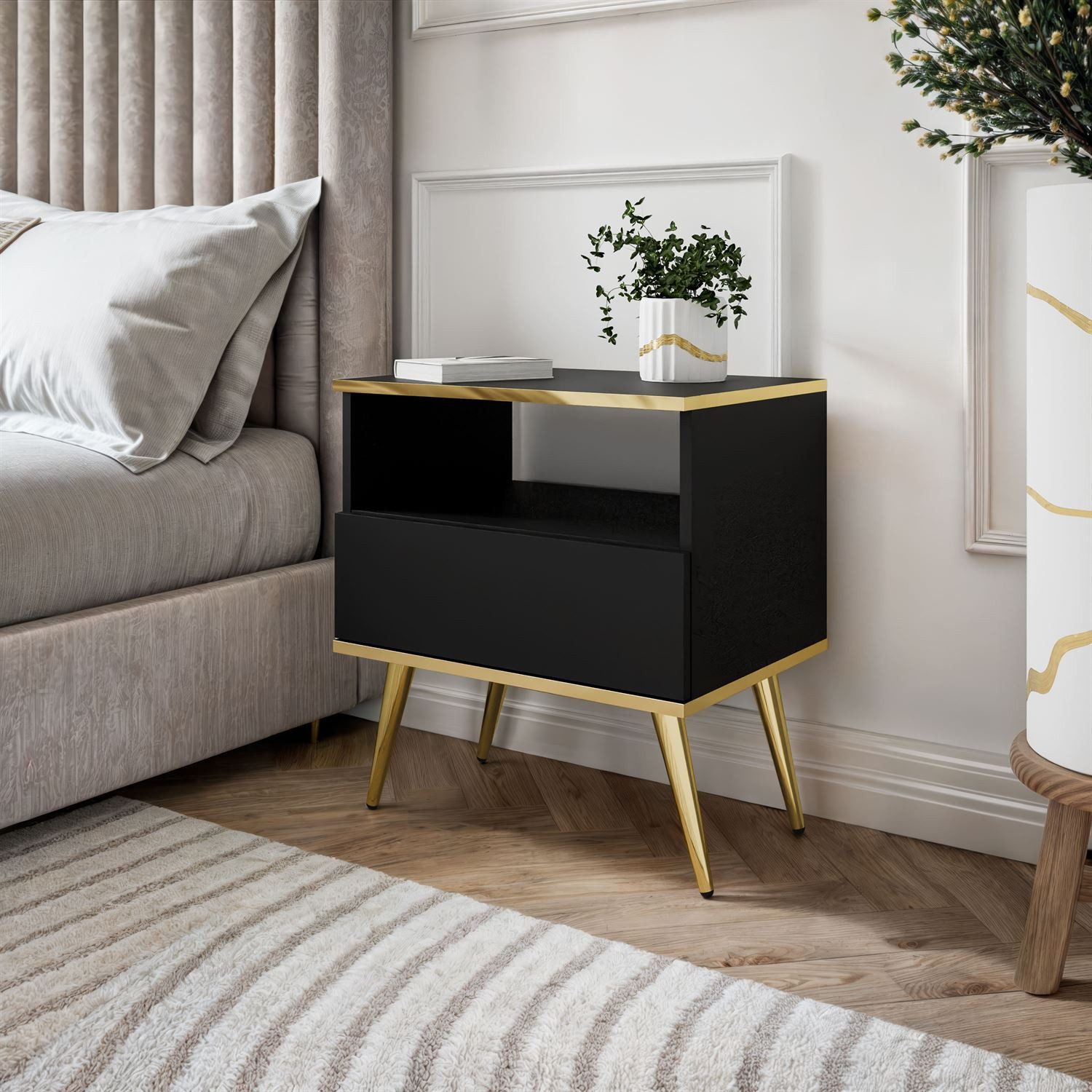Lookway Nachttisch OXFORD auf goldenen Beinen günstig online kaufen