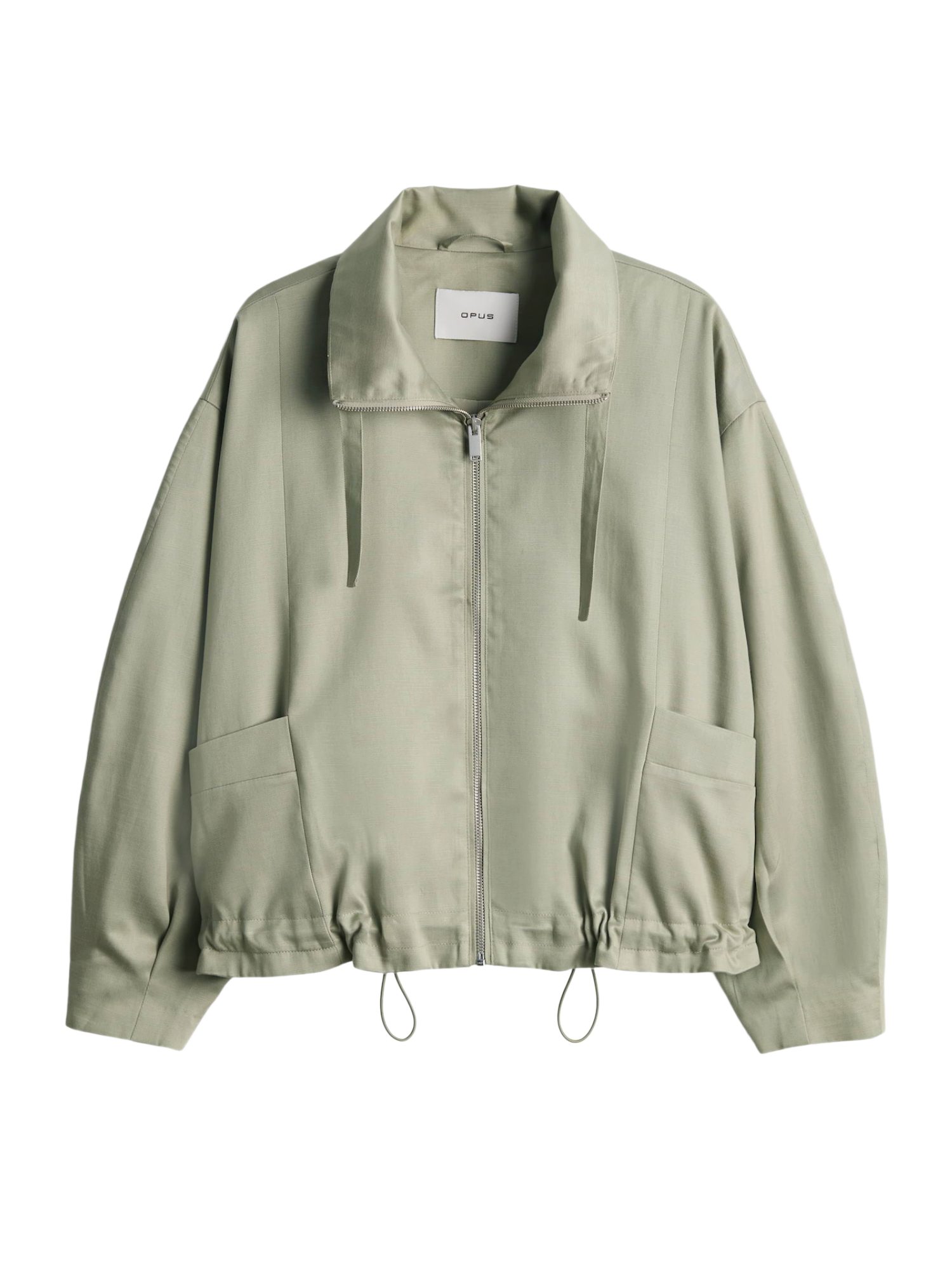 OPUS Blouson grün,Casual,Lyocell,Unifarben,Stehkragen,Lang,Weit