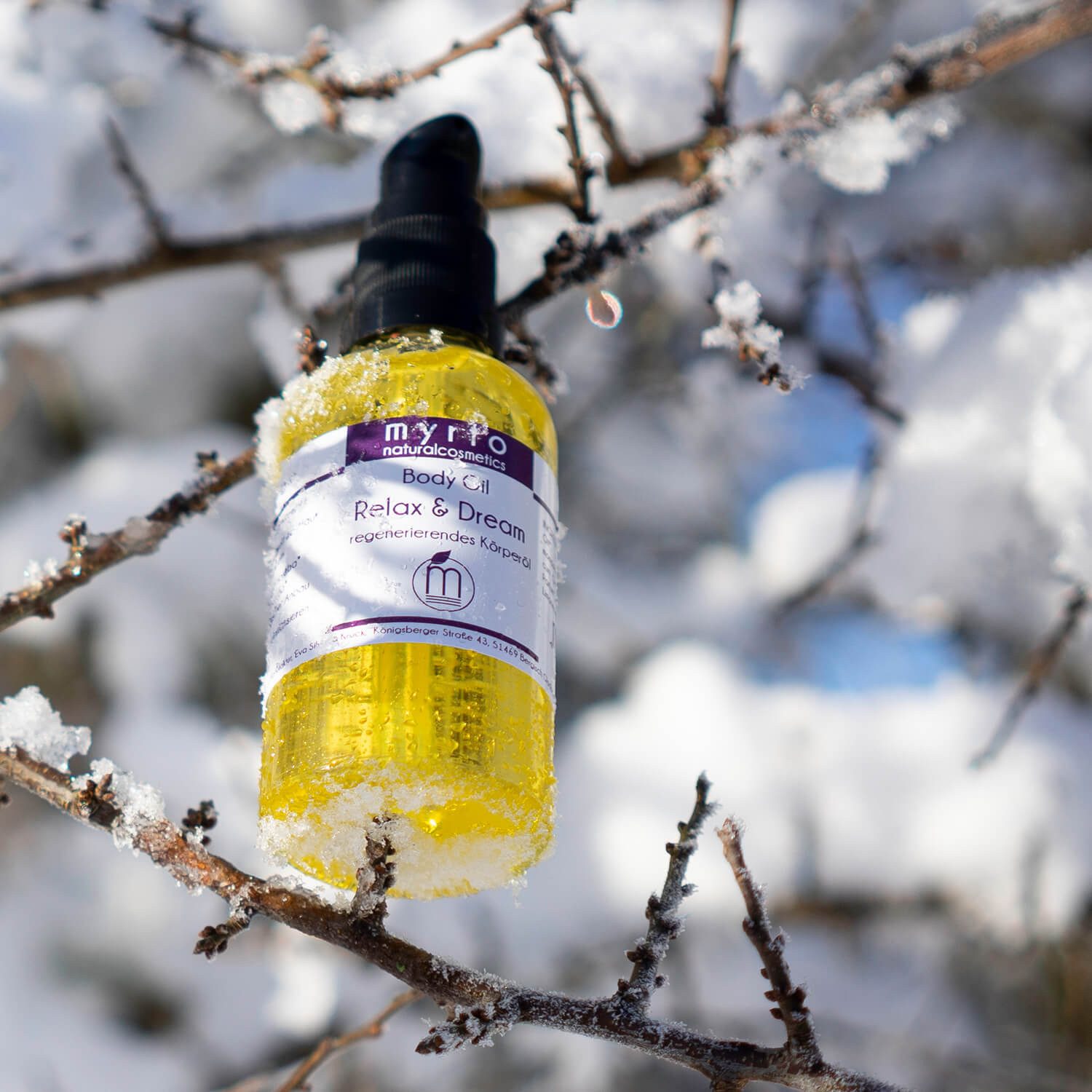 myrto Naturkosmetik Körperöl Relax & Dream - regenerierendes Körperöl mit Argan- und Mandelöl, Bestbewertung bei Codecheck: 100% Grüner Ring EMPFEHLENSWERT