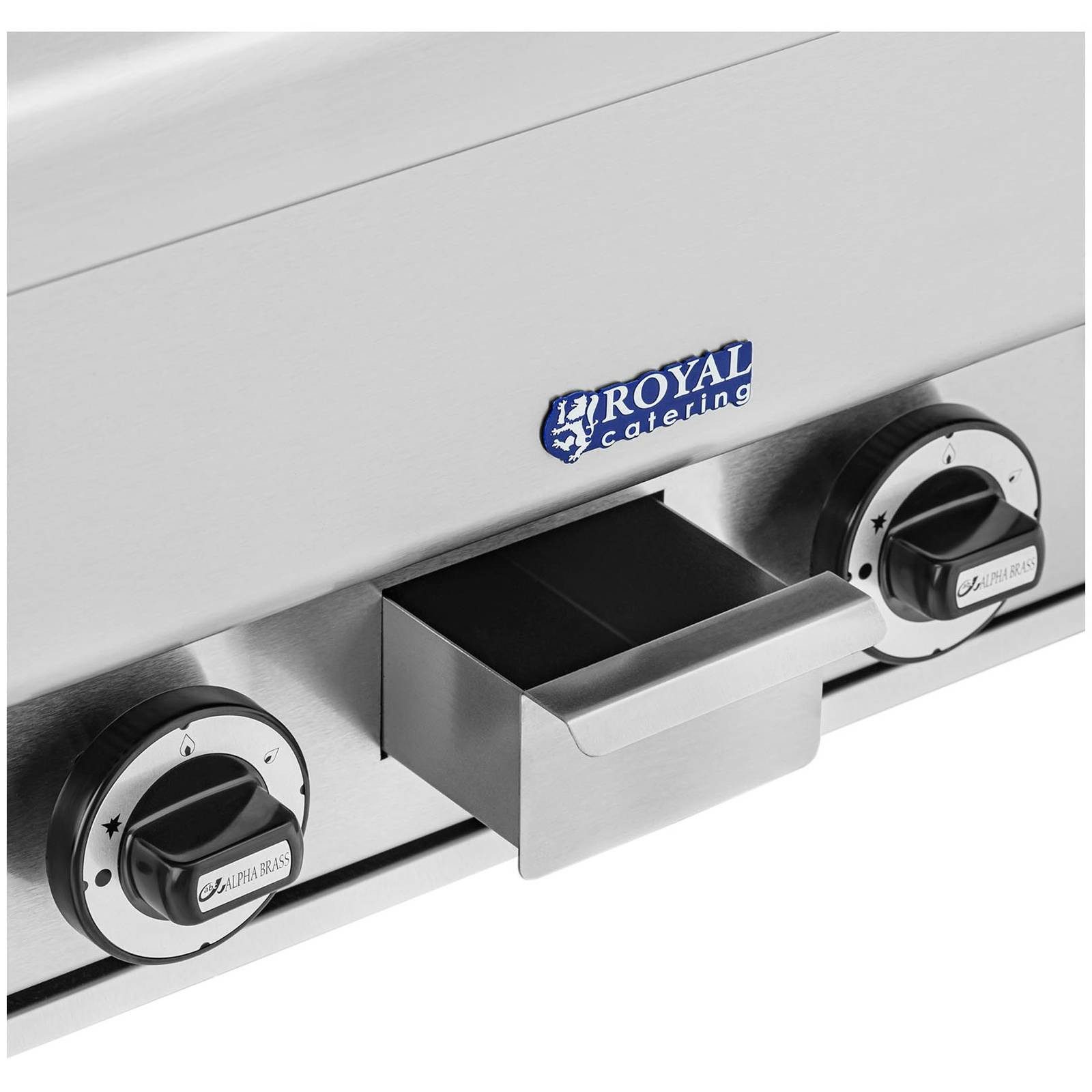 Royal Catering Gasgrill Lavastein-Grill Erdgas gerillte Grillplatte 50 x 47cm Tropfschale
