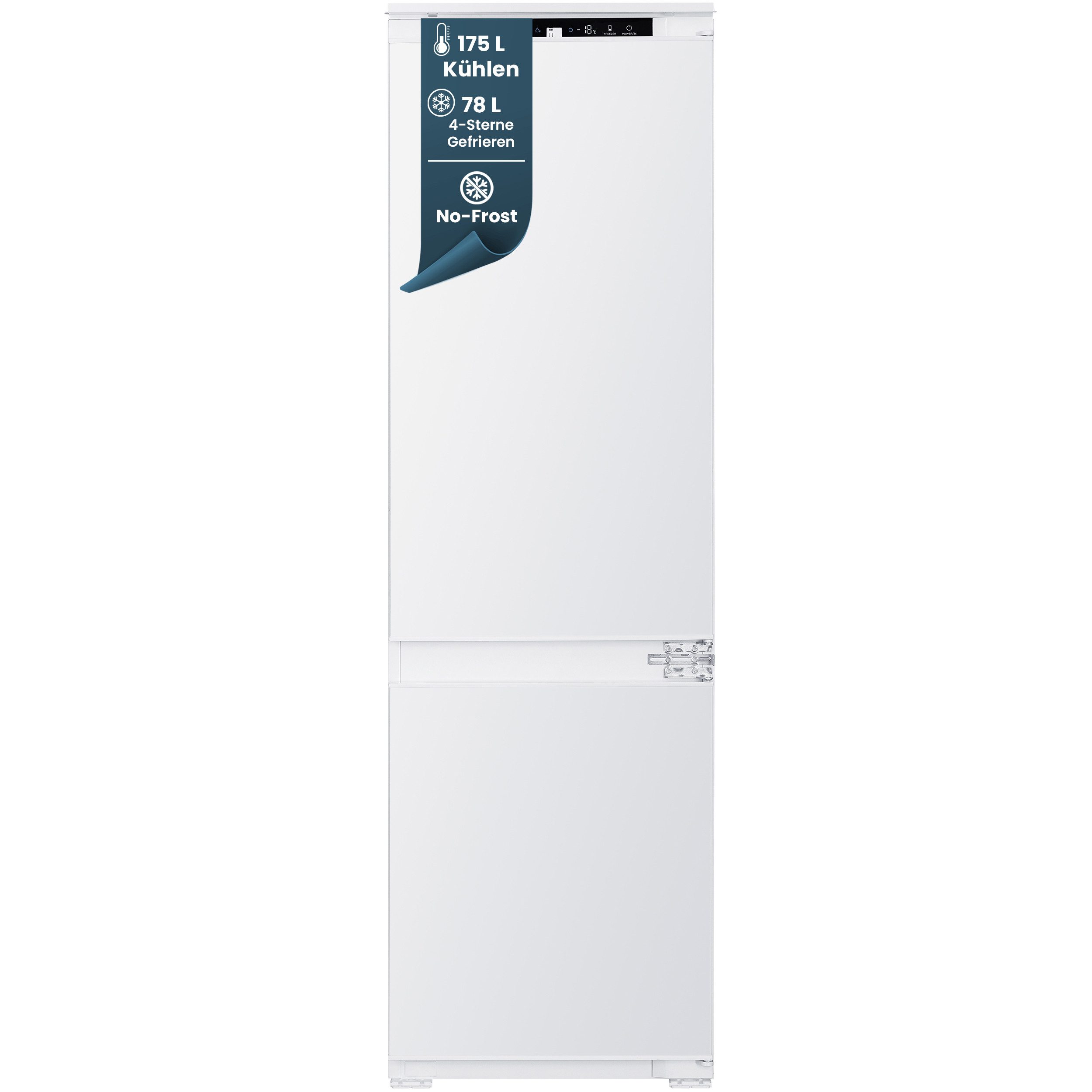 homeX Einbaukühlgefrierkombination CFBN2531E, 178.6 cm hoch, 54 cm breit, Einbaukühlschrank mit Gefrierfach, No Frost, 178cm hoch, Schlepptür