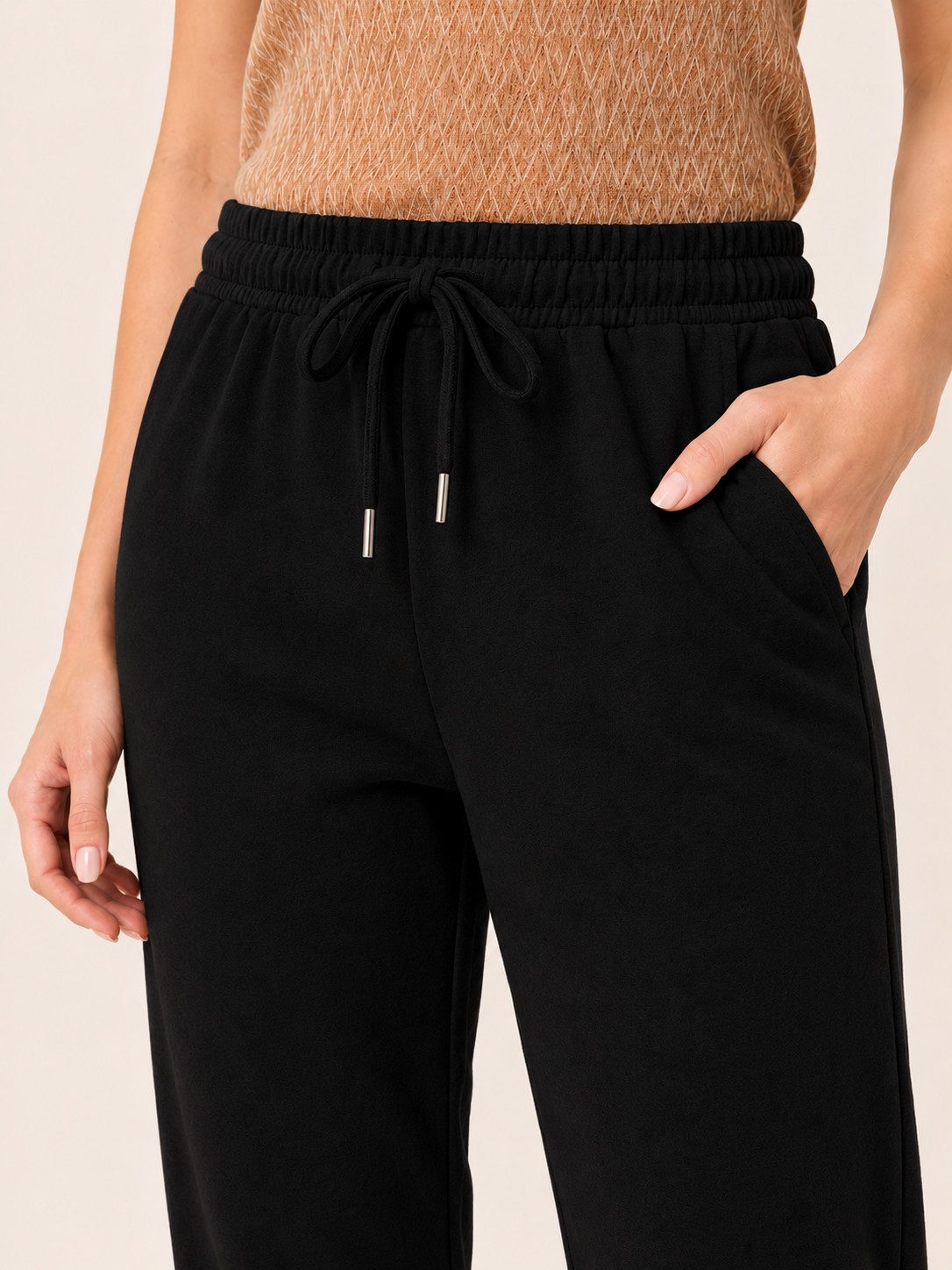 R-CAMP Caprihose Jogginghose Damen kurze Hose 3/4 kurze Sporthose (1-tlg., Freizeithosen für Frauen) Baumwolle, Atmungsaktiv, Elastisch