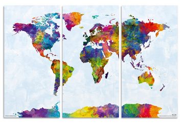 Close Up Leinwandbild Weltkarte Watercolor World Map Michael Tompsett Canvas