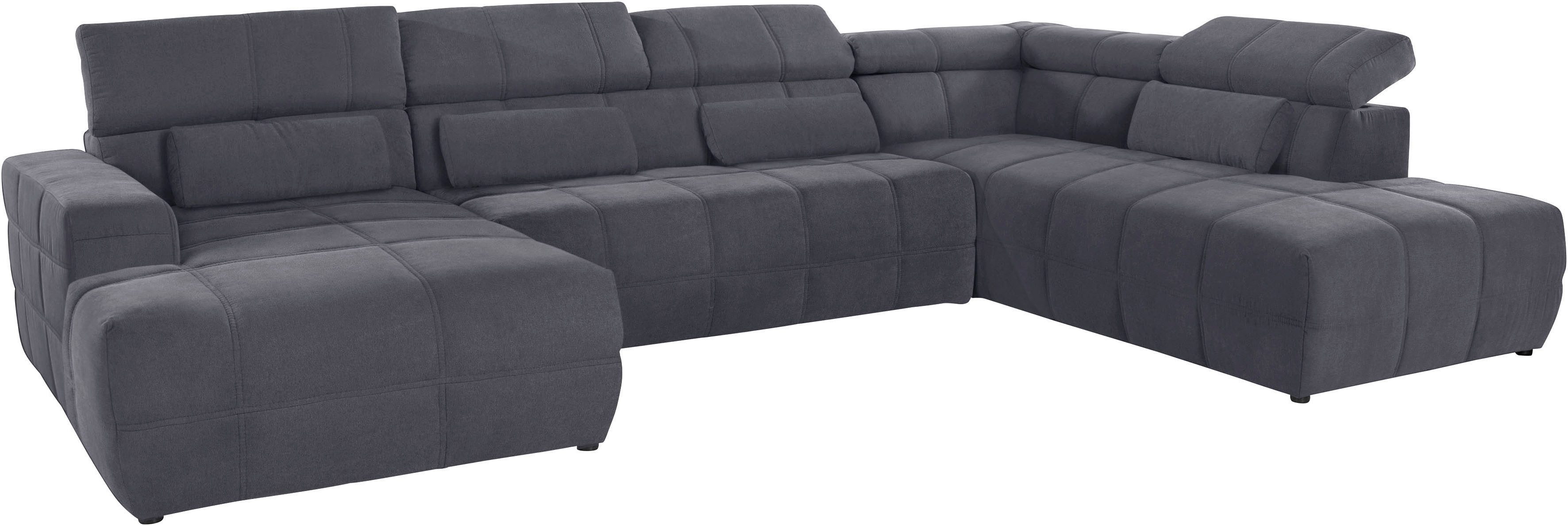 DOMO collection Wohnlandschaft Brandon, whlw. mit Sitztiefenverstellung, whlw. Nierenkissen, mit Kopfteilverstellung, wahlweise Sitztiefenverstellung, U-Form