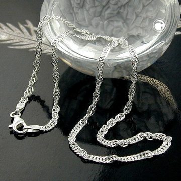 unbespielt Silberkette Halskette 2 mm Singapurkette diamantiert 925 Silber 45 cm, Silberschmuck für Damen