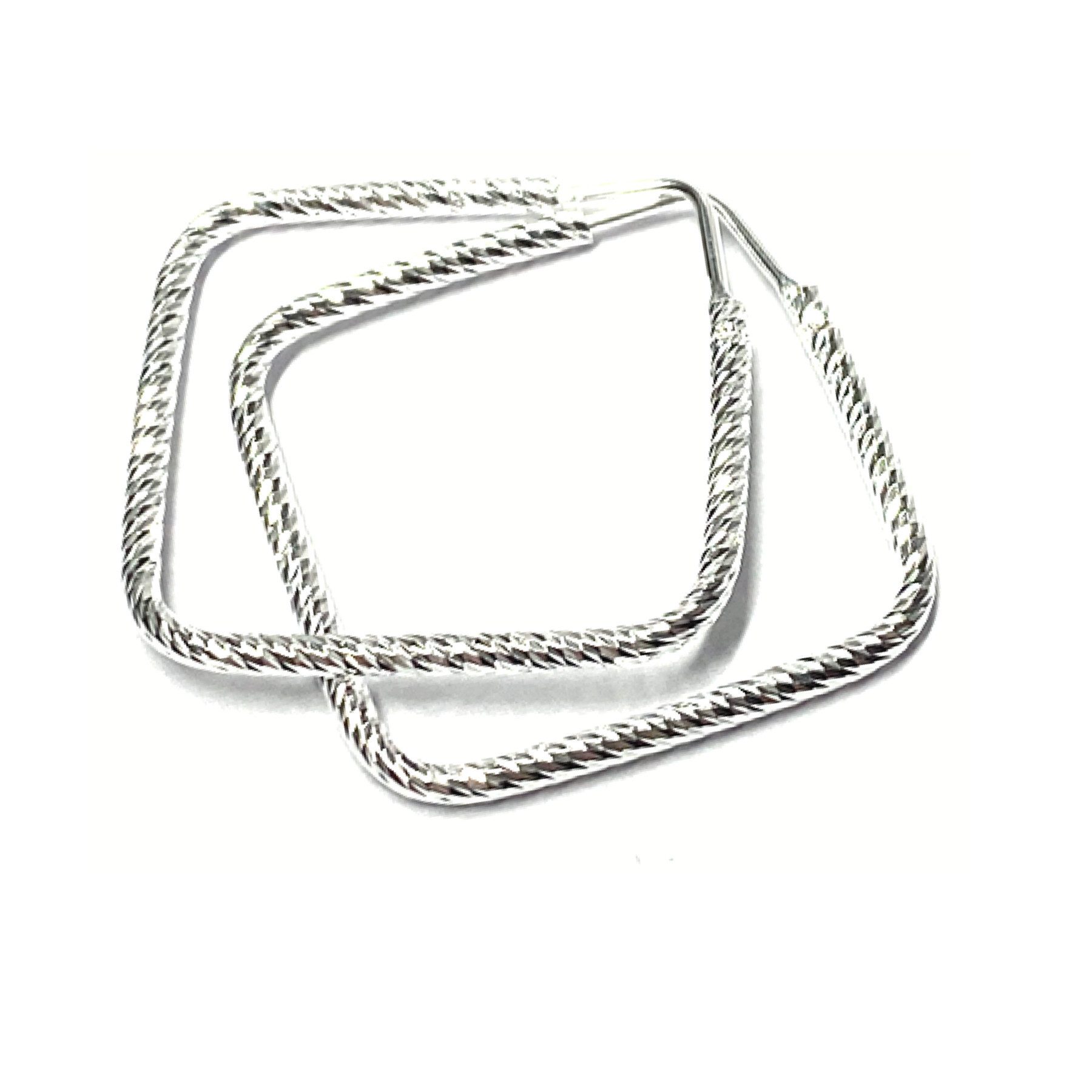 Paar Creolen Ohrring 925 Silber diamantiert Creole eckig modern Bügelcreole