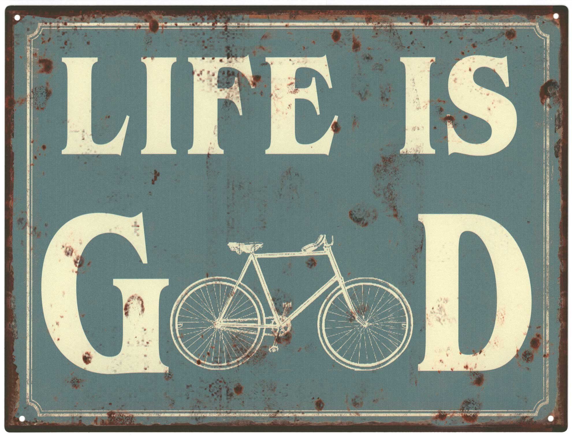 Moritz Metallschild Blechschild G1948 Life is Good 25 x 33, (Einzeln), 25 x 33 cm Vintage Retro Deko Schild Metallschild Wandbild Schild