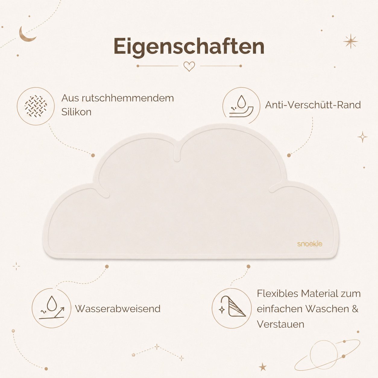 SNOEKIE Napfunterlage snoekie Silikon Futtermatte Napfunterlage für Katzen und Hunde, wasserabweisend,rutschhemmend,flexibel einrollbar