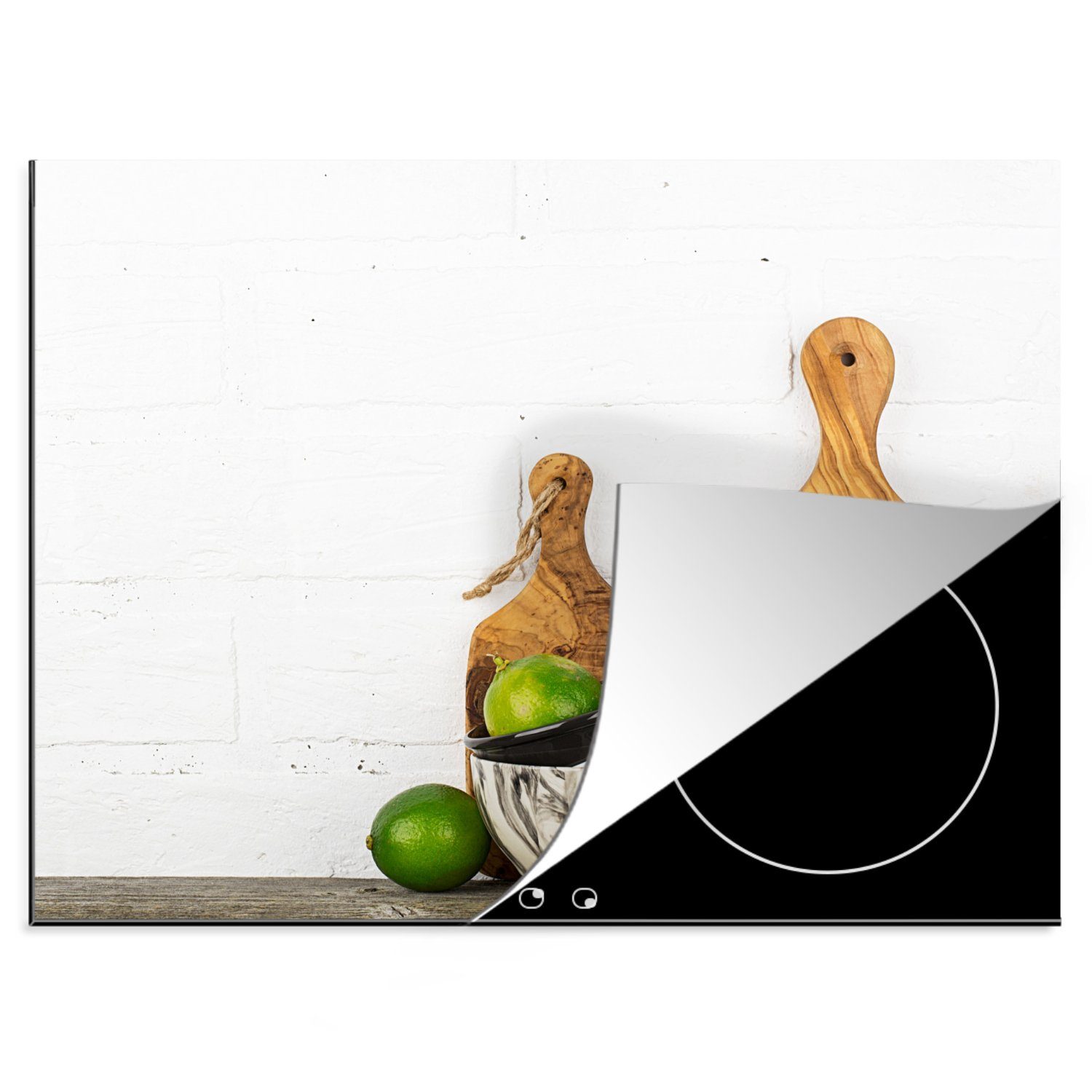 Herdblende-/Abdeckplatte Küche - Mobile tlg), Induktionsschutz - Küchenutensilien Ceranfeldabdeckung - Arbeitsfläche Küchenutensilienhalter Vinyl, (1 nutzbar, cm, 60x52 -, MuchoWow