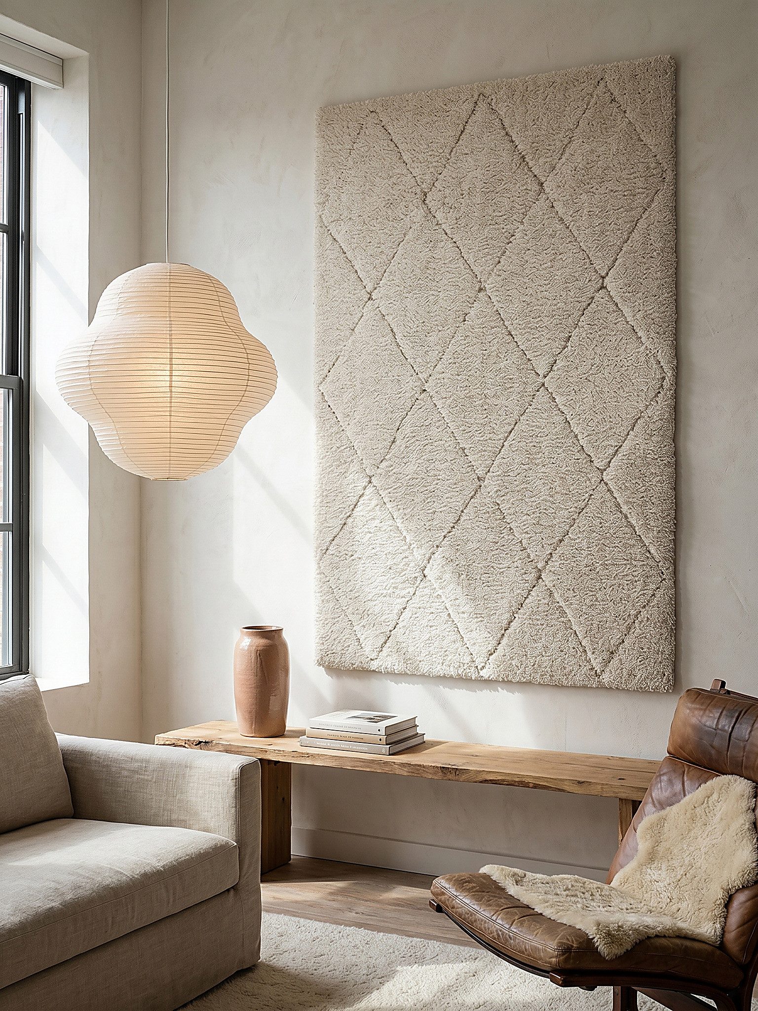KADIMA DESIGN Teppich ATRIO Teppichläufer Creme 80x150 Berber Polypropylen Wohnzimmer, Läufer, Höhe: 31 mm, Strapazierfähig, Pflegeleicht, Farbecht – Bild 5 von 5