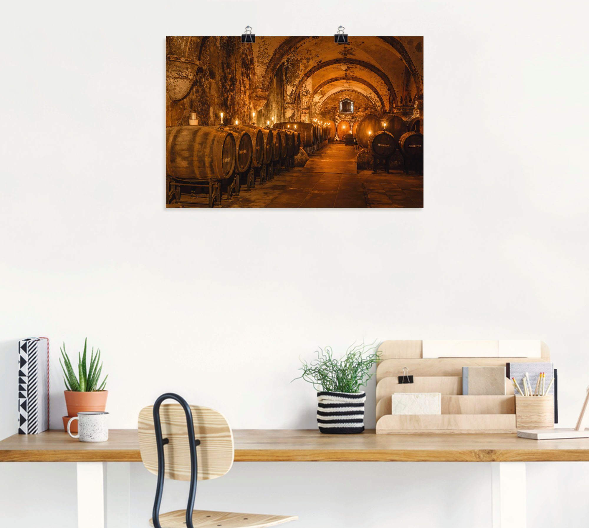 Artland Wandbild »Historischer Weinkeller Eberbach«, Wein Bilder (1 Stück), in vielen Größen & Produktarten - Alubild / Outdoorbild für den Außenbereich, Leinwandbild, Poster, Wandaufkleber / Wandtattoo auch für Badezimmer geeignet-HomeTrends